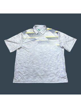 Ben Hogan Performance Mens Polo Shirt 2XL Gray & Yellow Striped Short Sleeve